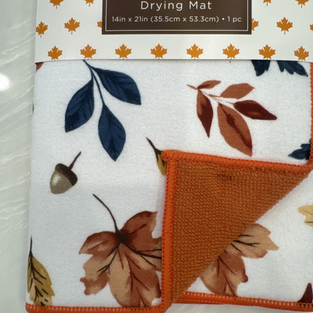 Hobby Lobby Fall Dish Drying Mat 14x21 Leaves Thanksgiving Kitchen NEW - Picture 3 of 8